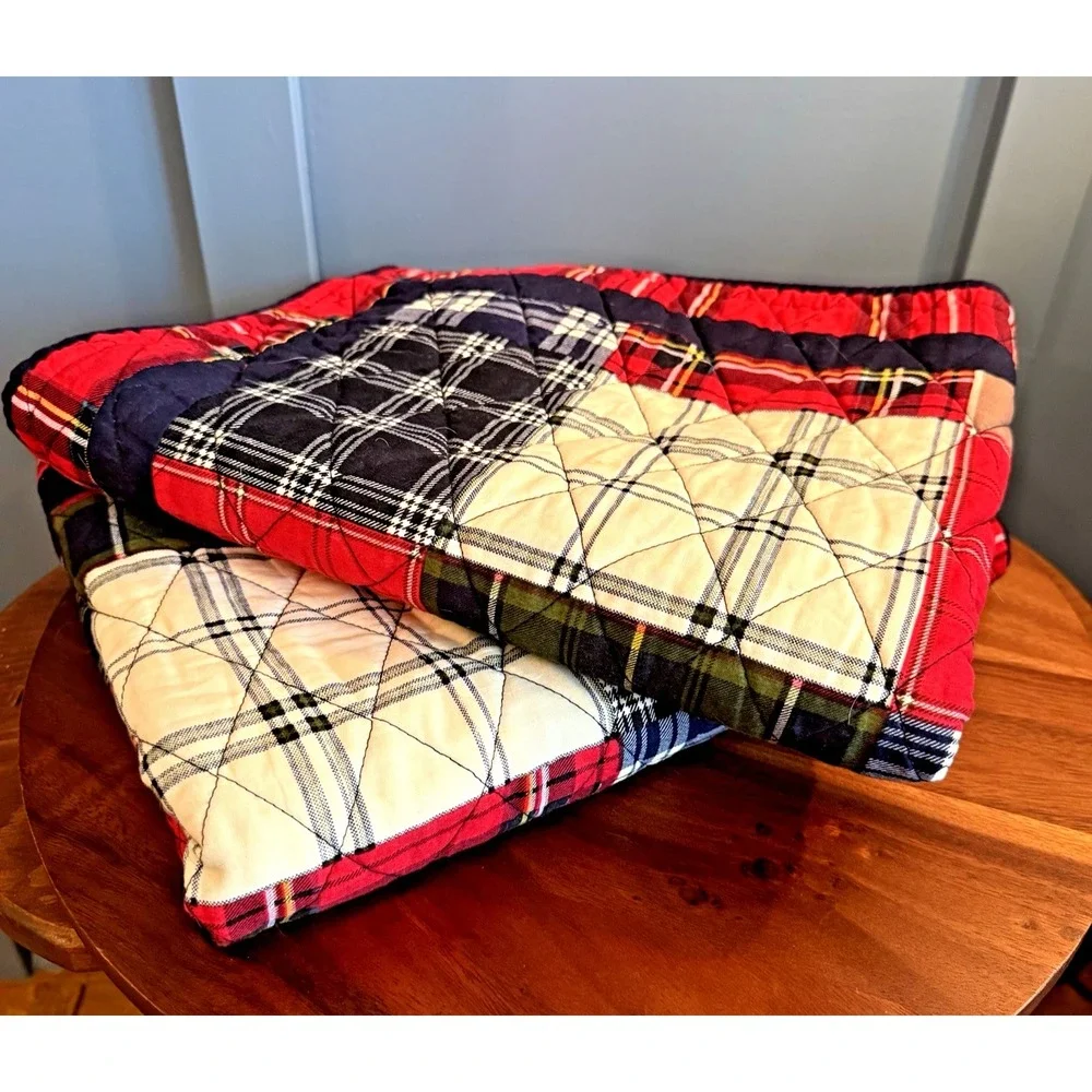 Martha Stewart Collection Tartan Plaid Quilted Patchwork Pillow Shams‎ Set of 2